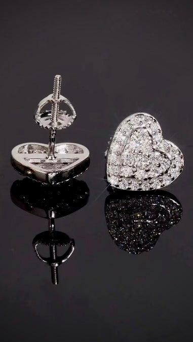 Heart Stud Earrings 6.5mm – Sterling Silver VVS1 Clarity Moissanite