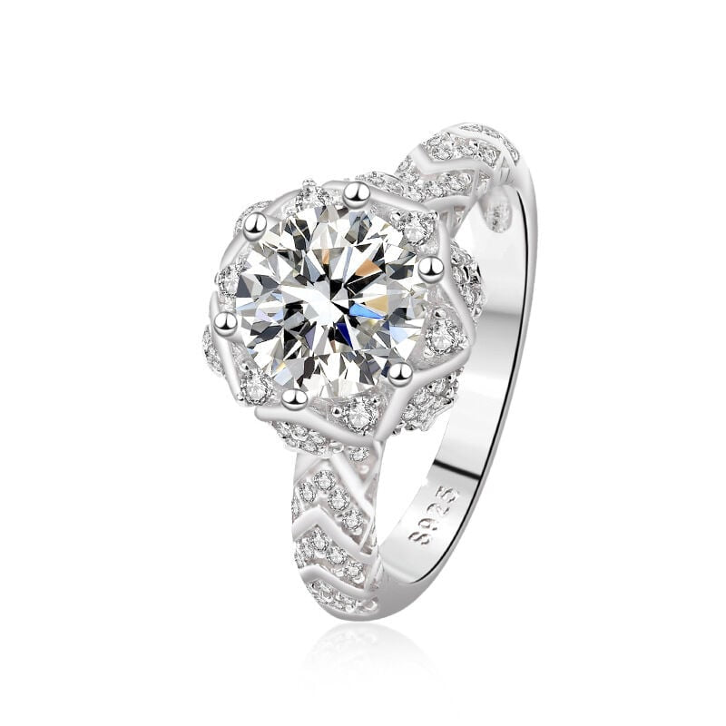 Engagement-Style 2 CT VVS1 Moissanite Solid Silver Ring