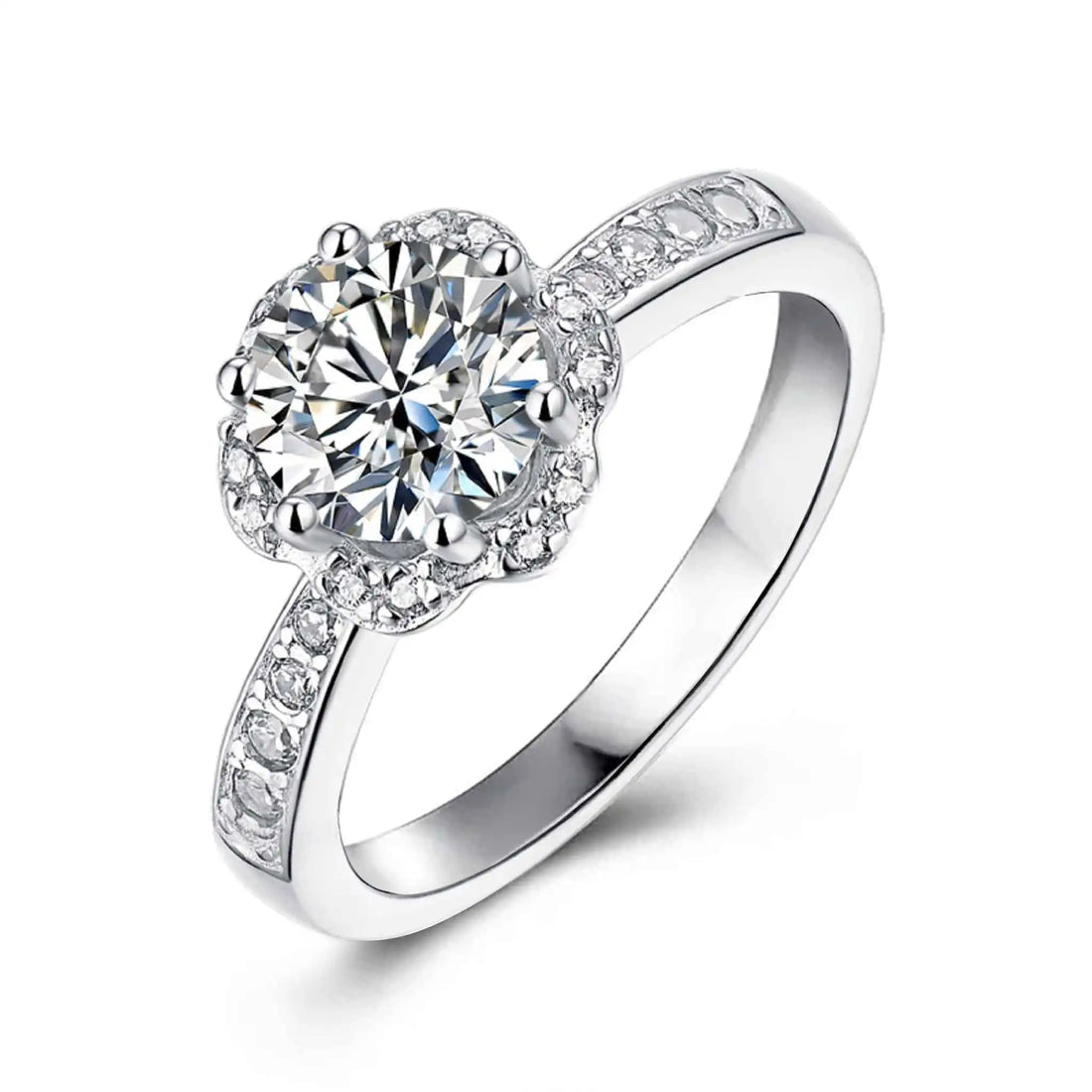 Sakura Whisper 1 CT VVS1 Moissanite Solid Silver Ring