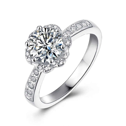 Sakura Whisper 1 CT VVS1 Moissanite Solid Silver Ring