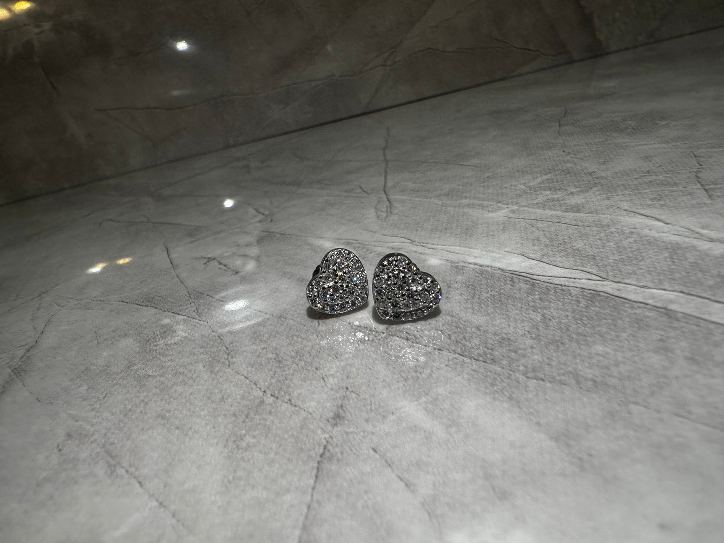 Heart Stud Earrings 6.5mm – Sterling Silver VVS1 Clarity Moissanite