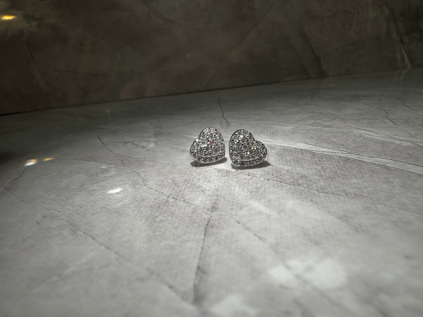 Heart Stud Earrings 6.5mm – Sterling Silver VVS1 Clarity Moissanite